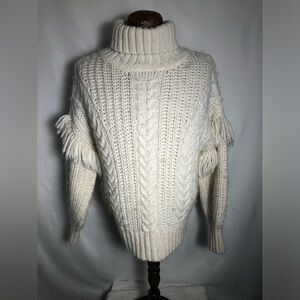 Women’s Cream Fringed Sweater. Size Small. 22” pit to pit